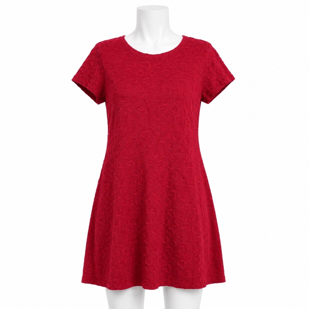 Vintage All That Jazz Burnout Heart Dress S Red Y2K Coquette Skater Valentine
